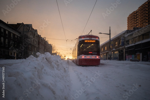 Photography Toronto, Ontario / Canada - January 17, 2022 - Toronto St Clair West on day of s