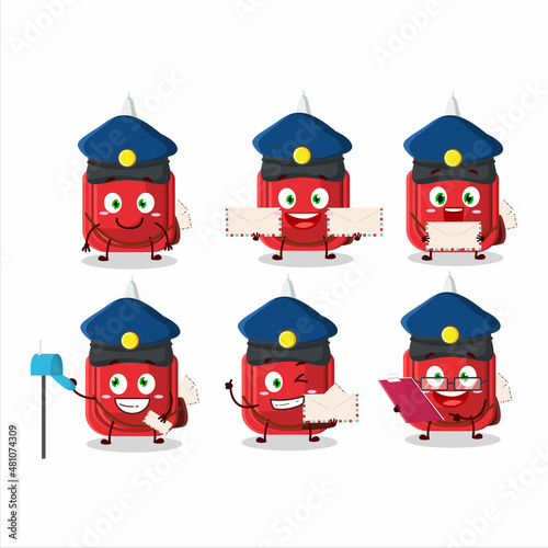 A picture of cheerful red correction pen postman cartoon design concept