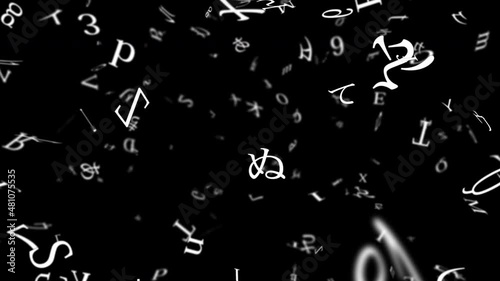 文字 渦巻き パーティクル 16秒 ループ  アルファベット ひらがな  カタカナ 数字 ミックス アルファマット