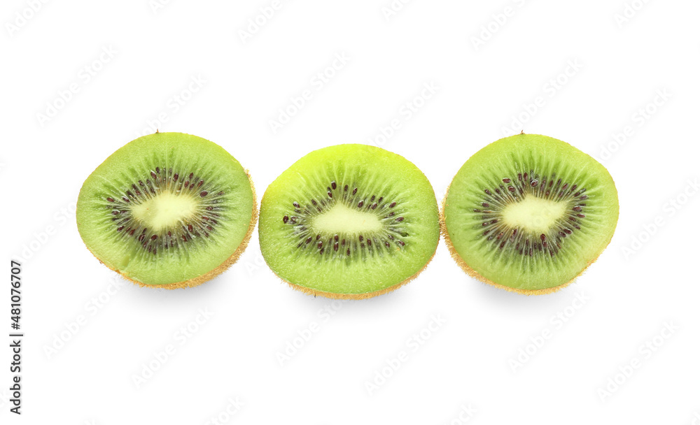 Fototapeta premium Fresh cut kiwi on white background