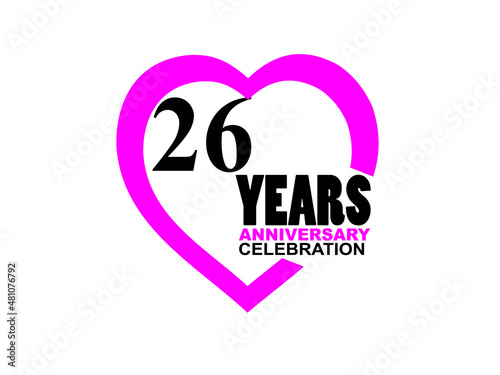 26 Anniversary celebration simple logo with heart design
