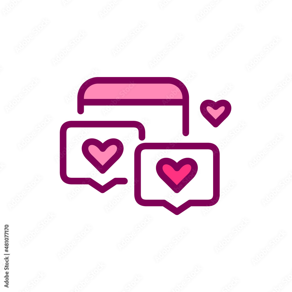 Romantic messages on a smartphone. Pixel perfect, editable stroke color icon Romantic messages on a smartphone. Pixel perfect, editable stroke color icon