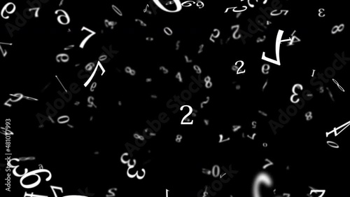 文字 渦巻き パーティクル 16秒 ループ 数字 アルファマット