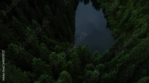 Aerial  view of Rosokhan moutain lake in Carpathian mountains. Gorgany. photo