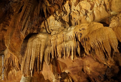 Beautiful rock formations inside of Diamond Cave at Mammoth Cave National Park near Kentucky, U.S.A
