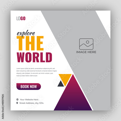 Holiday package social media post template for travel agency