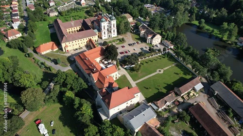 historical old building Zeliv Premonstratensian monastery scenic aerial panorama view Czech republic Želivský Klášter historical architecture in Vysocina region photo