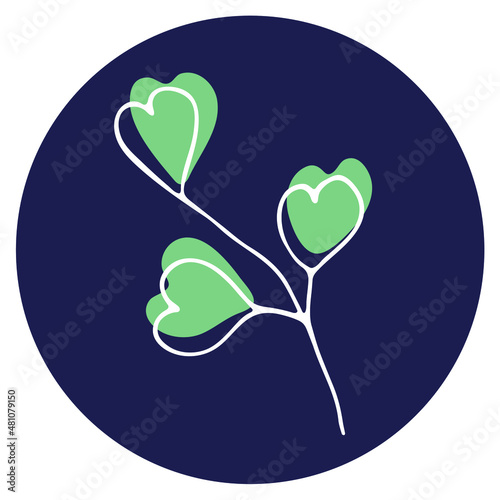 Vector icon and emblem for social media story highlight covers. Design templates for bloggers, photographers and designers. Abstract minimal circle backgrounds with nature leaves. © Daria Shane