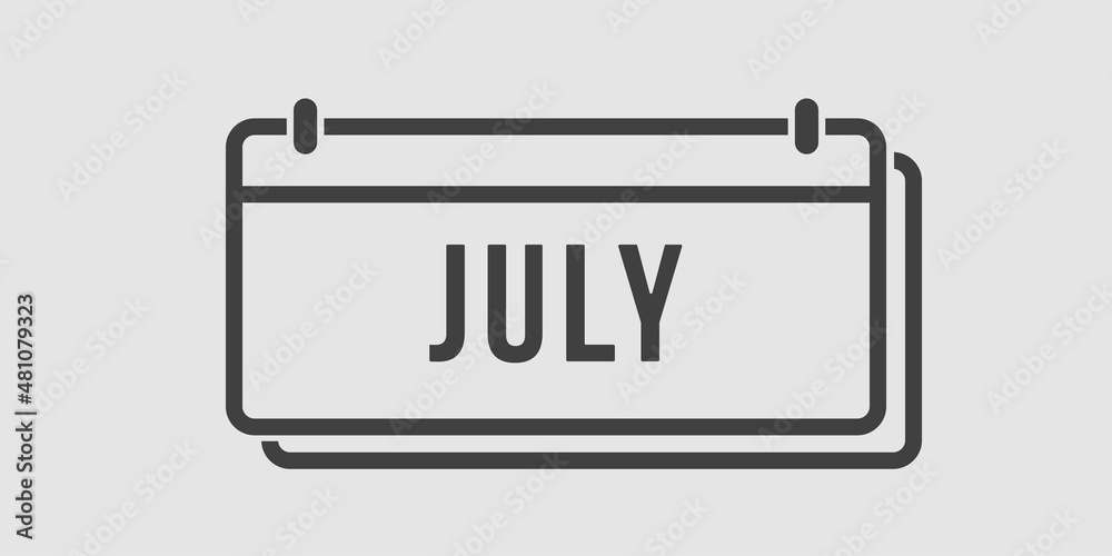 Vector icon day calendar, summer month July Vector icon day calendar, summer month July