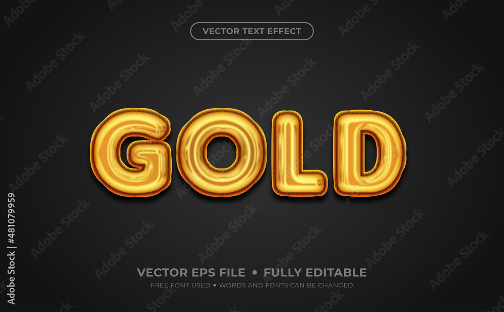 Gold Foil Balloon Editable Vector Text Effect