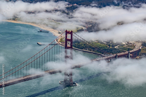 The Golden Gate Bridge Connects to the Crissy Field Area of San Francisco, California, USA photo