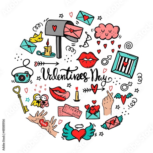 Happy Valentine's Day greeting cards. circle template Suitable for social media posts, mobile apps, banner designs, and online ads. Vector fashion backgrounds.