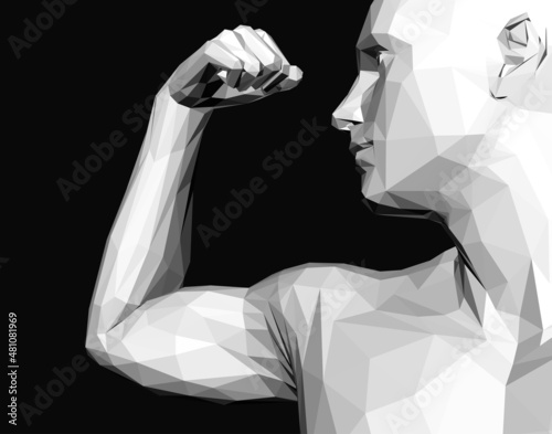 Be strong! Victory and freedom. Strong man. Sport symbol. Leadership or workout bodybuilding concept. Vector illustration.