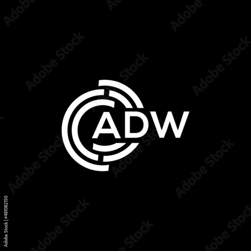 ADW letter logo design on black background. ADW creative initials letter logo concept. ADW letter design. photo