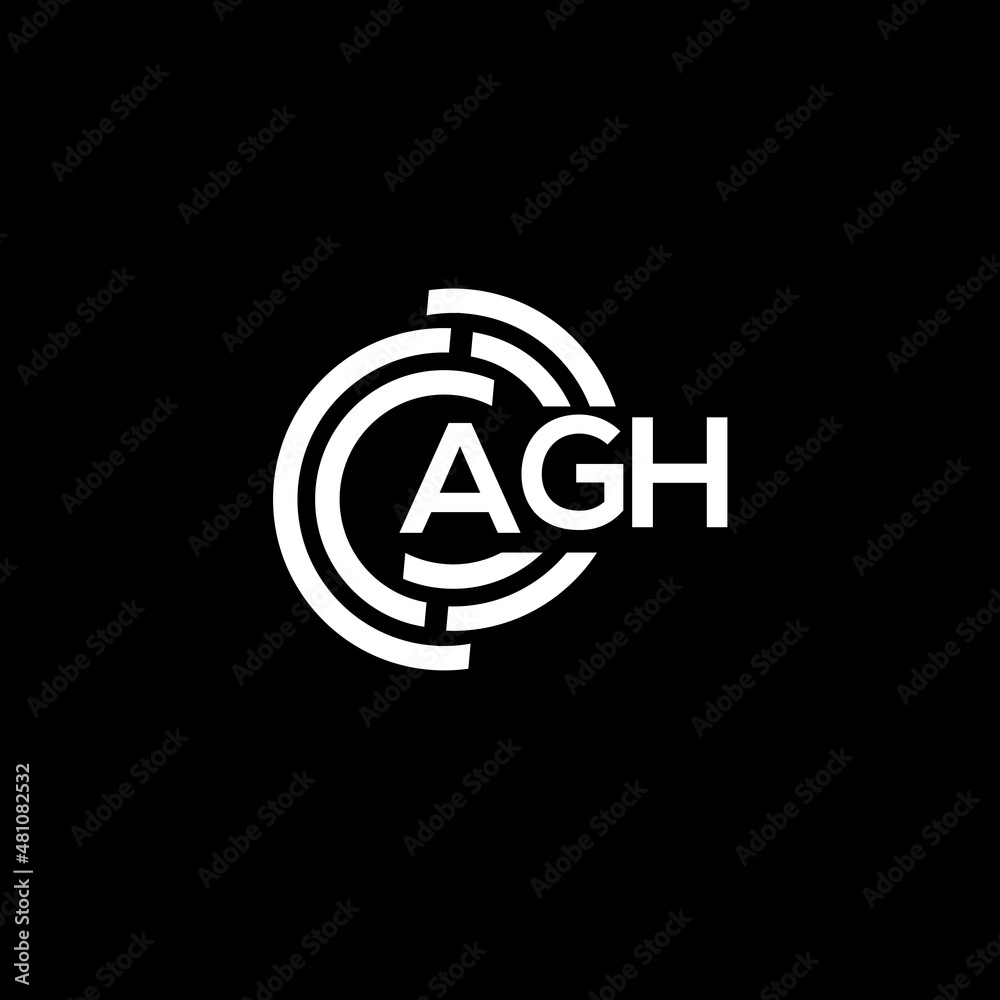 AGH letter logo design on black background. AGH creative initials letter logo concept. AGH letter design. AGH letter logo design on black background. AGH creative initials letter logo concept. AGH letter design.