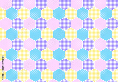 Abstract seamless hexagon shape fabric pattern.
