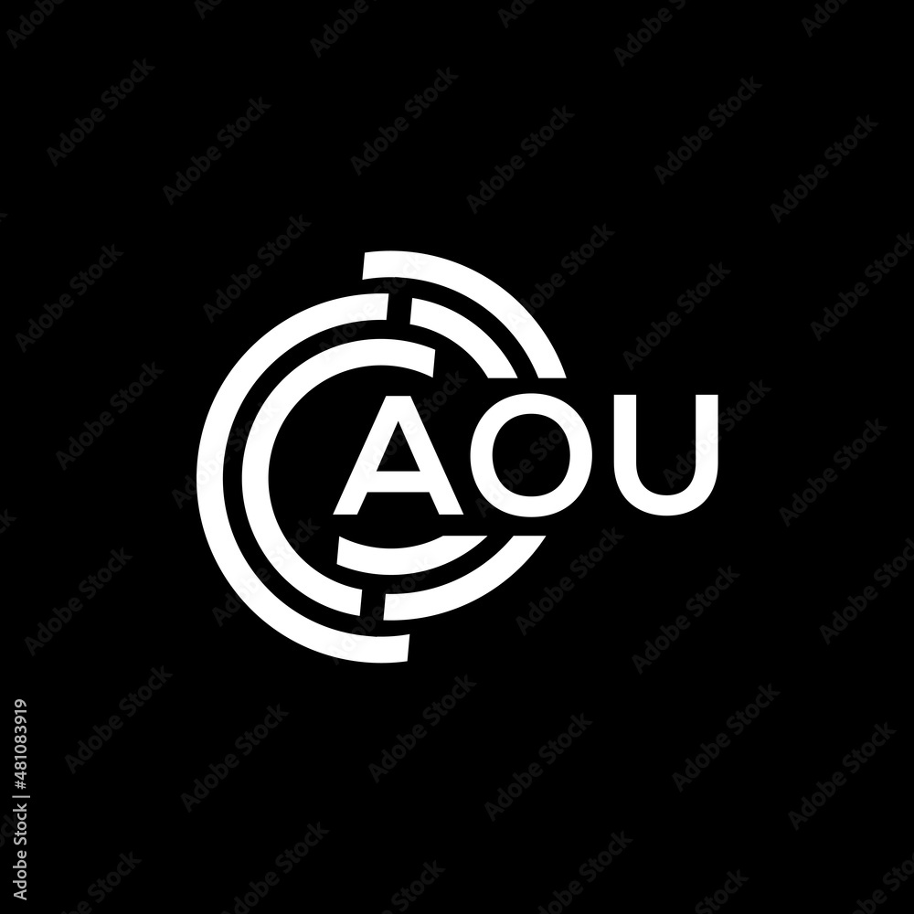AOU letter logo design on black background. AOU creative initials letter logo concept. AOU letter design. AOU letter logo design on black background. AOU creative initials letter logo concept. AOU letter design.