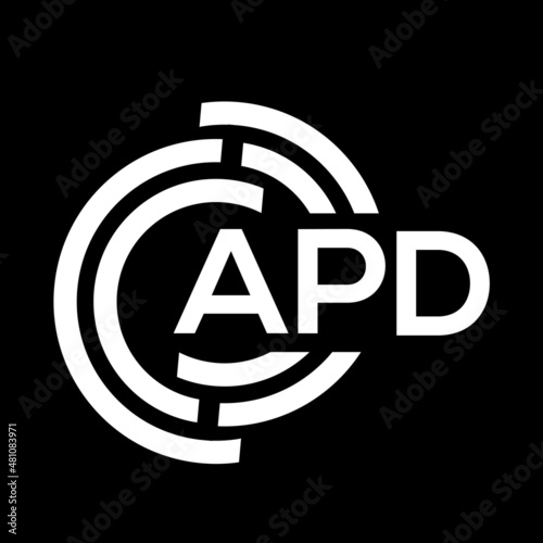 APD letter logo design on black background. APD creative initials letter logo concept. APD letter design.