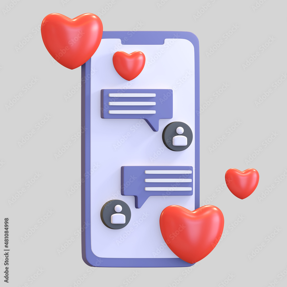 love conversation dating app icon valentine day symbol 3d render illustration love conversation dating app icon valentine day symbol 3d render illustration