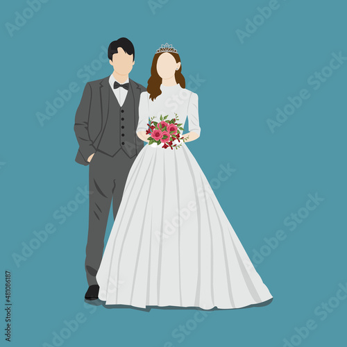 Leinwand Poster bride and groom on wedding day