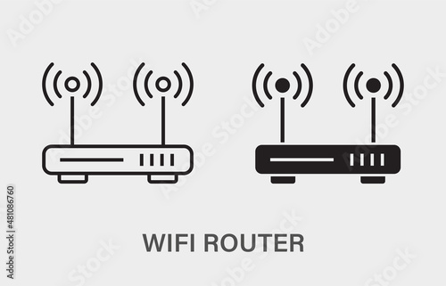 Wireless Router vector icon. Black illustration isolated on white background for graphic and web design.