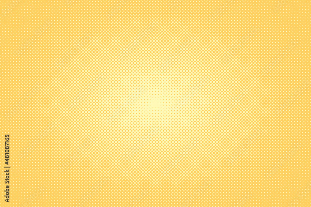 Yellow halftone dots wallpaper. Vector background.