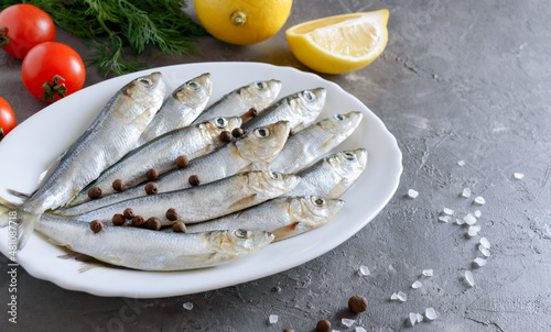 Salted small fish on a plate