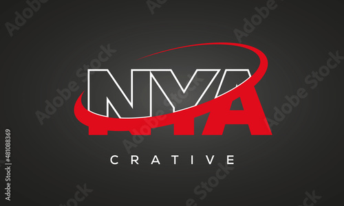 NYA creative letters logo with 360 symbol vector art template design photo