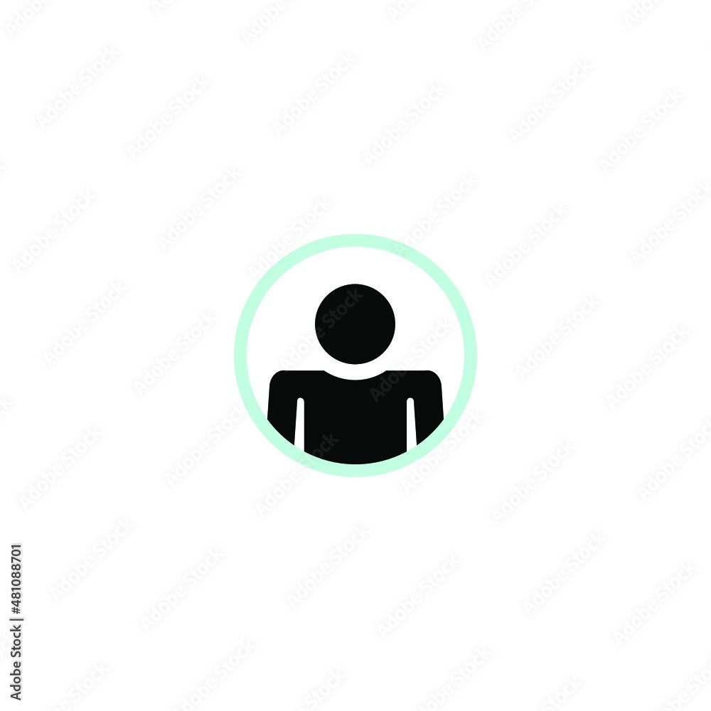 flat icon of male profile in circle. on a white background.