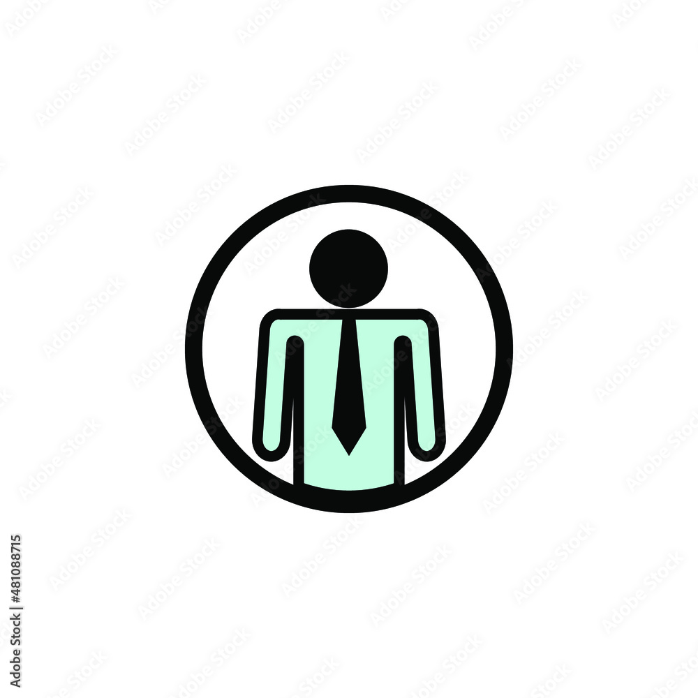 tie man profile flat icon on white background. tie man profile flat icon on white background.