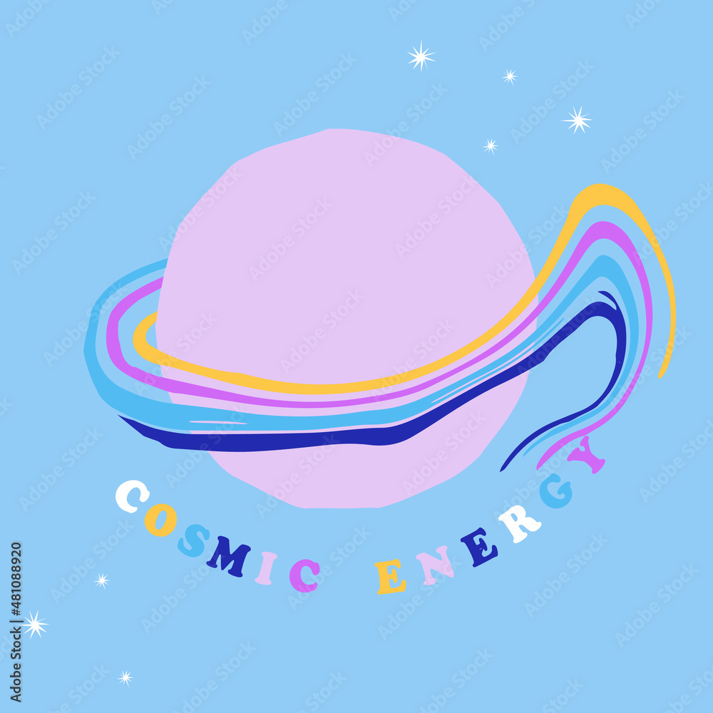 Fototapeta premium CUTE DOODLE COSMIC PLANET GRAPHIC