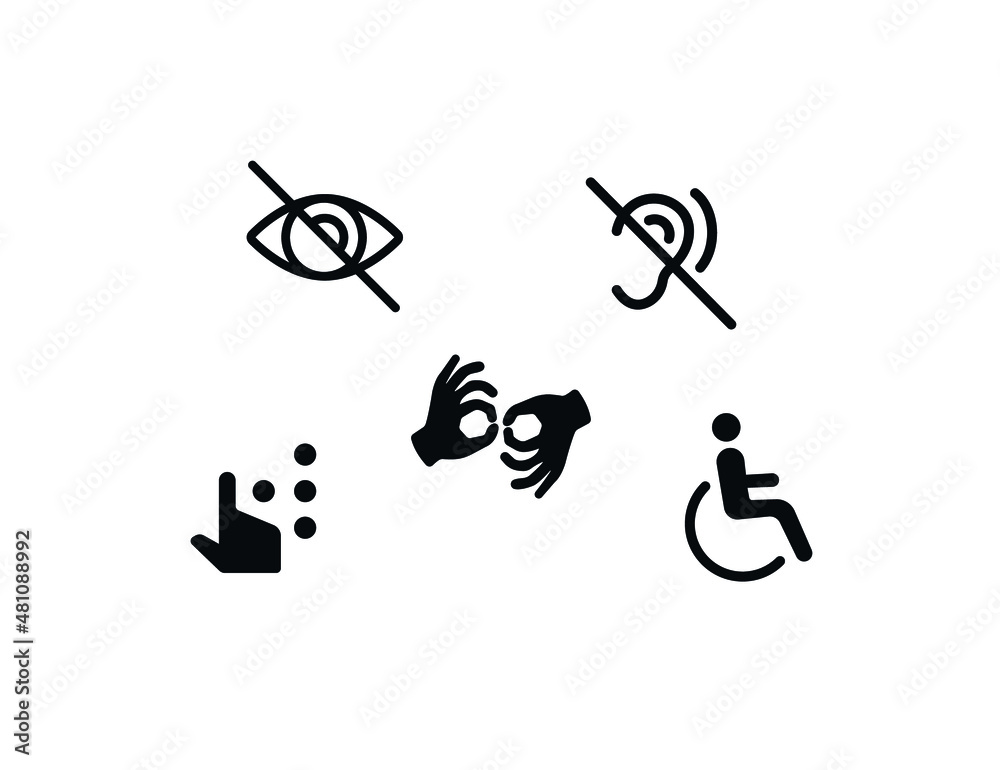 Disability , inclusive simple thin vector illustration. For web and ...
