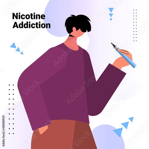 man smoking e-cigarette bad habits unhealthy lifestyle nicotine addiction concept portrait