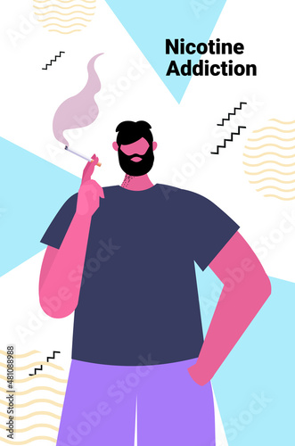 man smoking cigarette bad habits unhealthy lifestyle nicotine addiction concept portrait