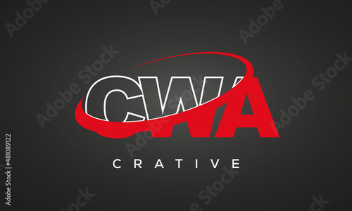 CWA creative letters logo with 360 symbol vector art template design photo