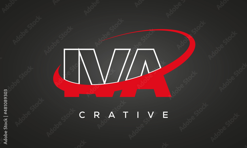 IVA creative letters logo with 360 symbol vector art template design
