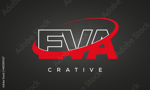 EVA creative letters logo with 360 symbol vector art template design