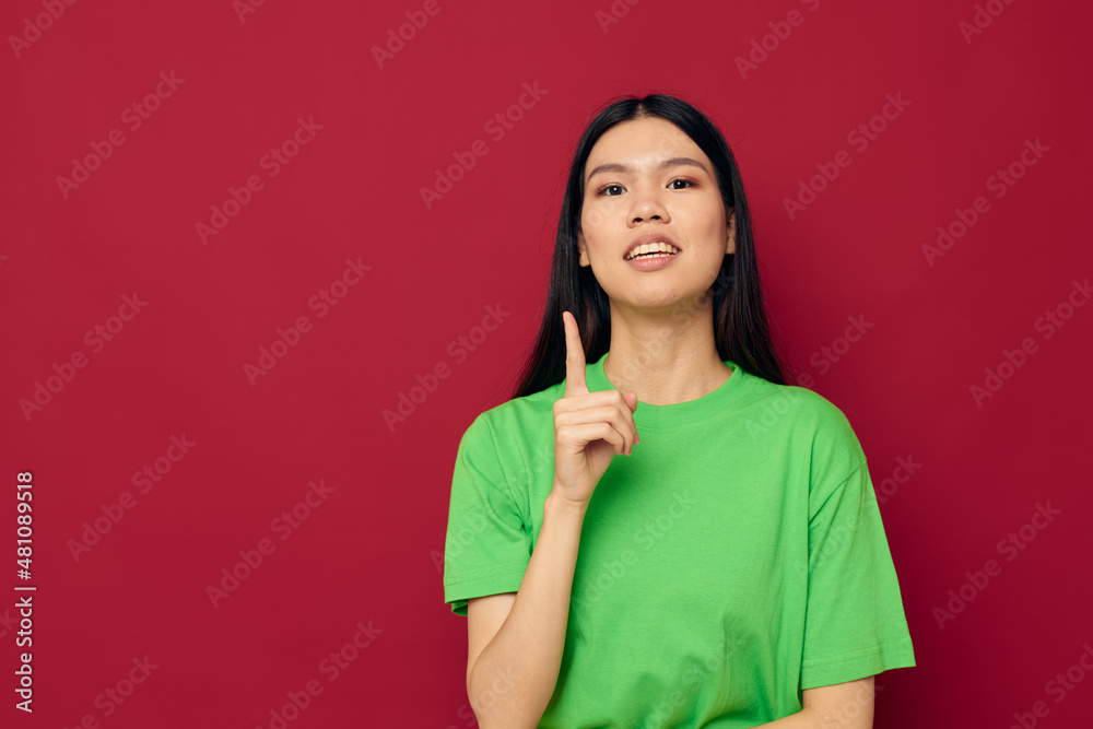 Portrait Asian beautiful young woman casual wear emotions posing fashion isolated background unaltered Portrait Asian beautiful young woman casual wear emotions posing fashion isolated background unaltered