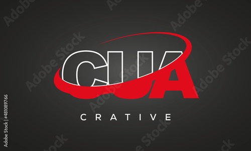 CUA creative letters logo with 360 symbol vector art template design