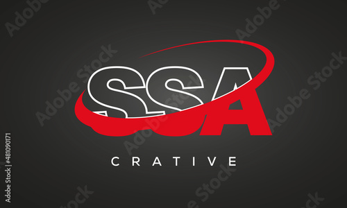 SSA creative letters logo with 360 symbol vector art template design photo