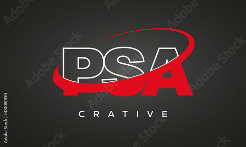 PSA creative letters logo with 360 symbol vector art template design