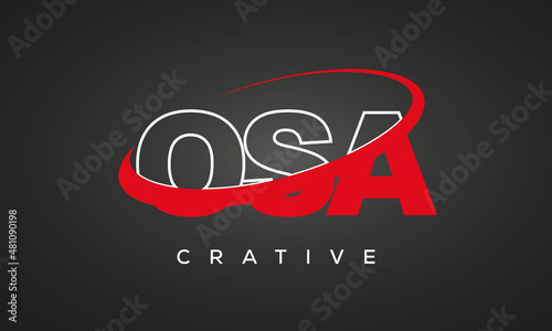 OSA creative letters logo with 360 symbol vector art template design
