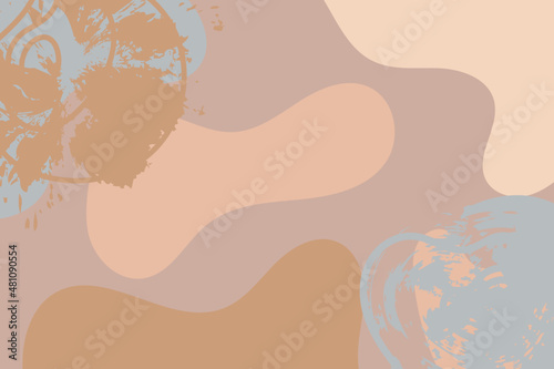 Neutral background with abstract shapes. Drawn by hand. Modern vector illustration