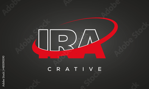 IRA creative letters logo with 360 symbol vector art template design