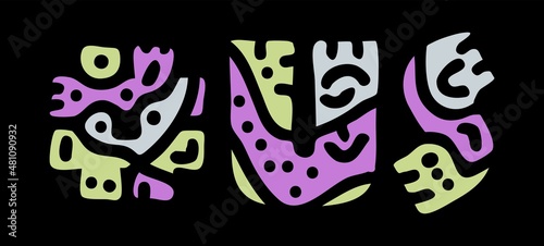 US Hashtag. Doodle isolate text. Colored curves decorative doodle letters. Trendy popular Hashtag #US is abbreviation for the United States, USA. Stock vector.