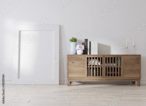 Mock up poster frame in children room,kids room,nursery mockup,3d rendering