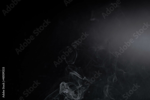 white smoke on black background for background