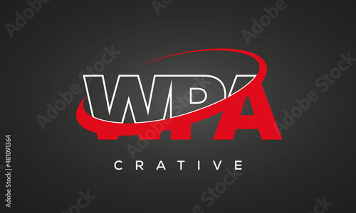 WPA creative letters logo with 360 symbol vector art template design