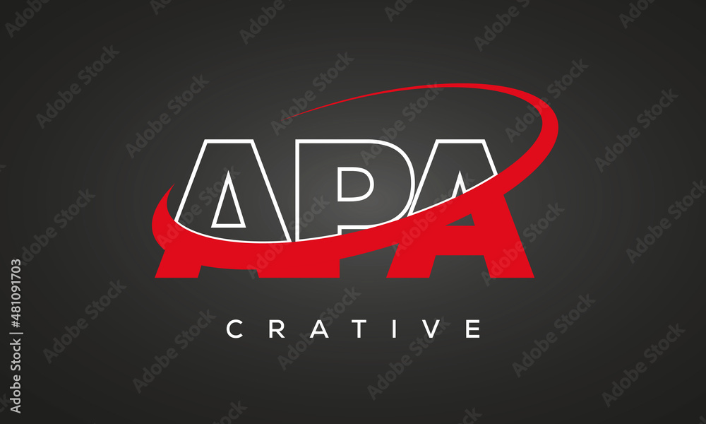 APA creative letters logo with 360 symbol vector art template design - obrazy, fototapety, plakaty 