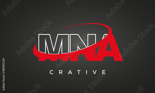 MNA creative letters logo with 360 symbol vector art template design